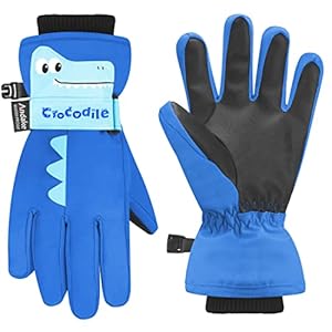 Andake Guanti da Sci per Bambini 4-9 Anni Guanti da Neve Bambino Invernali Impermeabili Guanti Caldi per Bambini Inverno Ragazzi e Ragazze
