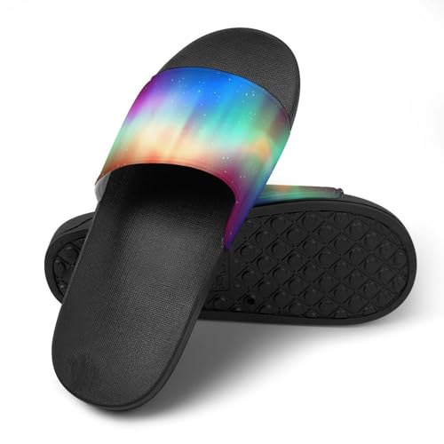 Colorful Northern Lights PVC Slippers Sandals for Women Men Open Toe Soft Cushioned Non-Slip Sandal for Indoor Outdoor4