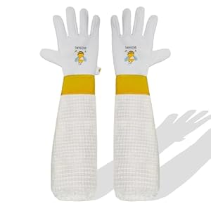 Beekeeping Gloves for Women Men- Sting-proof Goatskin Beekeeping Gloves, Professional Bee Protection, 3-Layer Sleeve, Elastic Cuff, Comfortable and Breathable (L)