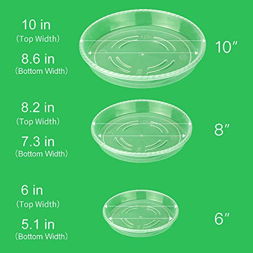18 Pack Plant Saucers Of 6 Inch & 8 Inch & 10 Inch , Durable Plant Trays For Indoors Outdoors, Clear Plastic Flower Plant Pot Saucer, Made Of Thicker, Stronger Plastic, With Taller Design (6"+8"+10") #TOP2