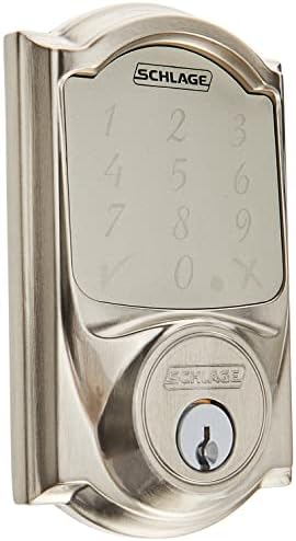 SCHLAGE BE479AA V CAM 619 Satin Nickel Sense Smart Deadbolt with Camelot Trim