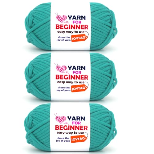 Image of Peacock Green Yarn for Crocheting and Knitting Cotton Crochet Knitting Easy Yarn for Beginners with Easy-to-See Stitches(3x50g)