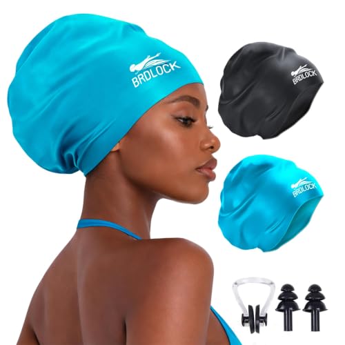 2 Packs Extra Large Swim Cap for Long Hair Braids, Swimming Cap Adult Women