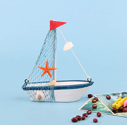 Dedoot Wooden Miniature Sailing Boat, Miniature Mini Sailboat Model Home Decor Set, Pack of 6 Sailboat Decor Sailboat Model Decoration 4.9X 4.3 x 1.2 Inches