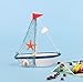 Dedoot Wooden Miniature Sailing Boat, Miniature Mini Sailboat Model Home Decor Set, Pack of 6 Sailboat Decor Sailboat Model Decoration 4.9X 4.3 x 1.2 Inches