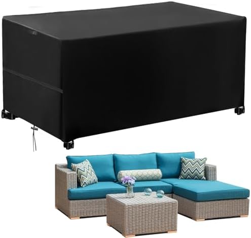 Housse Salon De Jardin Exterieur, 210x210x70cm 600D Tissu Oxford Bache Table Exterieur, Imperméable, Anti-UV, Avec Boucle Verrouillage Différentes Tailles Rectangulaire Housse De Meubles De Terrasse