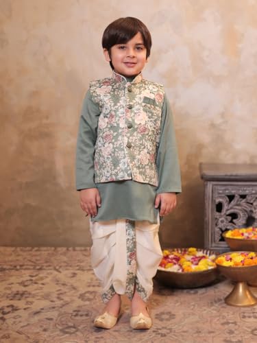 Image of AJ DEZINES Kids Ethnic Wear Kurta Waistcoat and Dhoti Pant for Boys