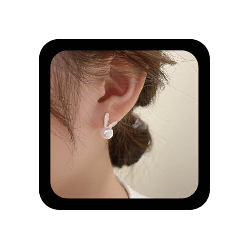Ximdble Vintage Crystal Rabbit Stud Earrings Boho Pearl Cute Animal