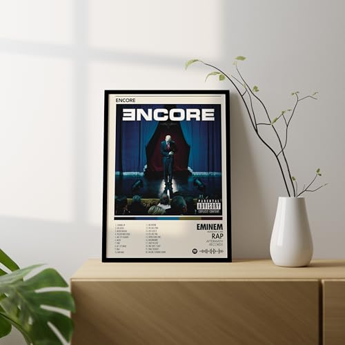 Image of BLINKART Eminem - Encore Wall Photo Frames | Wall Art for Bedroom, Living Room, Studio or Office | Album Cover Print with Spotify Song Link QR Code | Gift for Fans - 8x12 In