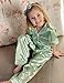 Arshiner Girls Pajamas Silk Satin Button Down Pjs 2 Piece Short Sleeve Sleepwear Set Light Green 12-13 Years
