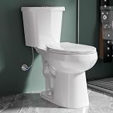 19 Inch Compact Tall Toilet Two Piece for Seniors, Tornado Flush High Toilet for Small Bathroom, Comfort ADA Height, Bowl 19 Inch Seat 20 Inch, Dual Flush 1.1/1.6 GPF, 12 Inch Rough In, White