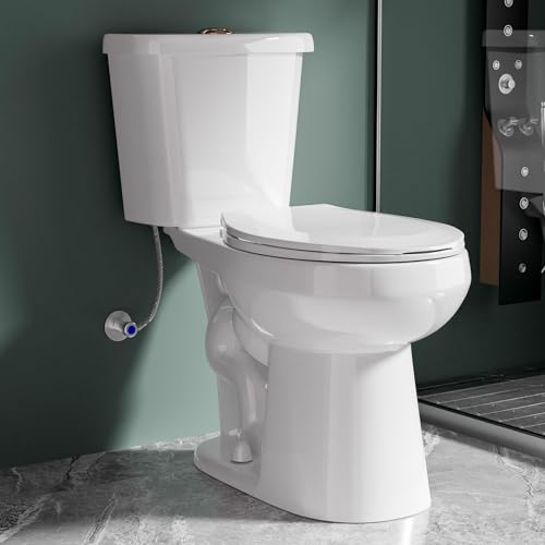 Vomlor 19 Inch ADA Compact Tall Toilet for Seniors 1.1-1.6 GPF White