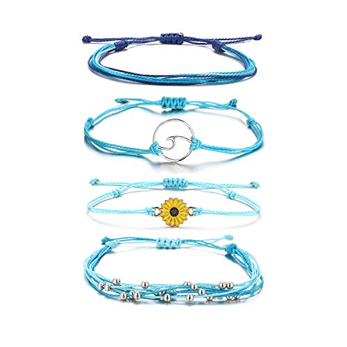 Long tiantian String Bracelets for Women Gifts Trendy Stuff Friendship Bracelets Waterproof Summer Ankle Bracelets Outfits Adjustable Wave Surfer Beach Accessories, Adjustable, Metal, no gemstone