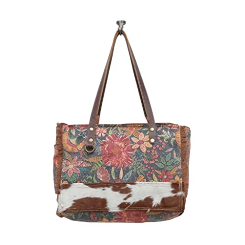 Image of Myra Bag Floral Purses for Women - Cow Hide Bag, Genuine Leather and Canvas Floral Purse, Cowhide Flower Handbags for Women