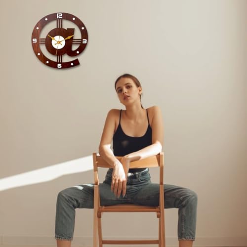 Image of cozyloom Modern Wooden Wall Clock for Living Room Decorative Analog Wall Clock with Wooden Design for Home Office Bedroom Wall Decor (Brown, Round Design)