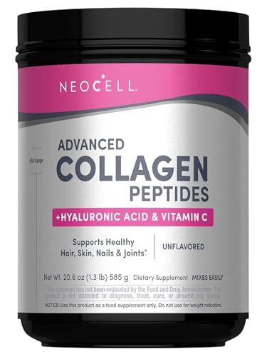 NeoCell Super Collagen Powder, Collagen Plus includes Vitamin C & Hyaluronic Acid, Promotes Healthy Hair, Beautiful Skin, & Nail Support, Collagen Type 1 & 3, 12g Collagen per Serving, 20.6 Oz