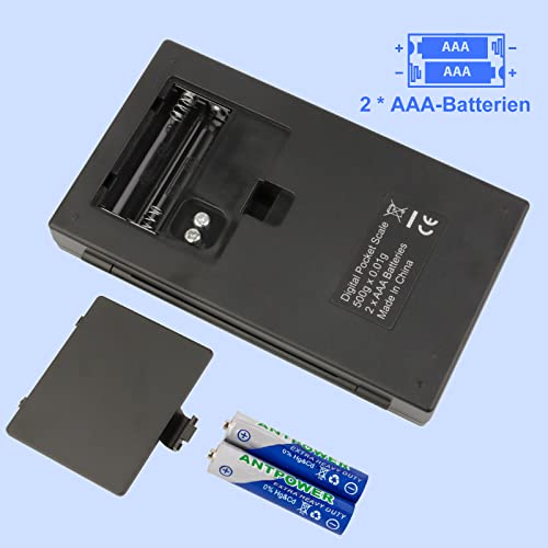 KEWUZY Taschenwaage, 500g / 0,01g Digitalwaage Grammwaage Feinwaage Goldwaage Münzwaage mit Tara Funktion 6 Wiegeeinheiten und LCD-Anzeige Digitalwaage Mit Batterien