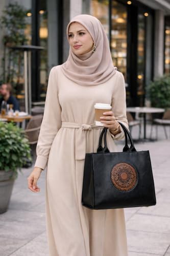 Image of Women's Leather Tote Bag | Structured for Office, Casual, Party & Formal Use | Stylish Shoulder Carry Tote (Black)