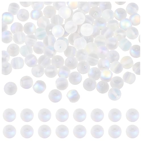 Framendino, 100 Pack 6mm Mermaid Glass Beads Matte Crystal Bead for Jewelry Making