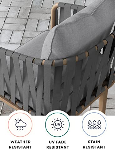 Honeycomb Outdoor Textured Solid Platinum Grey Deep Seating Patio Cushion Set: Resilient Foam Filling, Weather Resistant And Stylish Set, Seat: 24" W X 23" D X 6.5” T; Back: 27" W X 24” L #TOP3