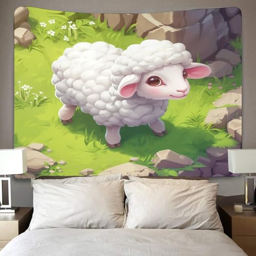 Tapisserie murale mouton 3D en polyester de 150 cm - 4