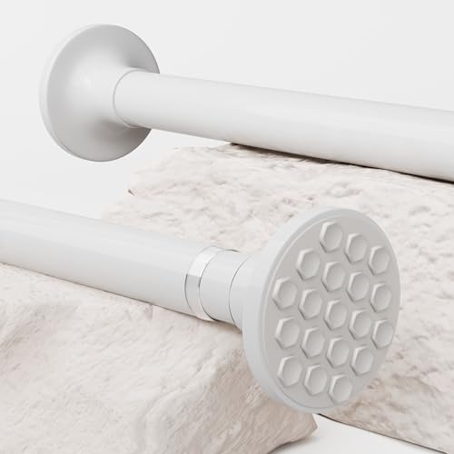 Barras de cortina extensibles antideslizantes de tensión de 3 m, barras de cortina de ducha extralargas para sala de estar, dormitorio, baño, balcón (84-300 cm, φ32 mm, blanco)