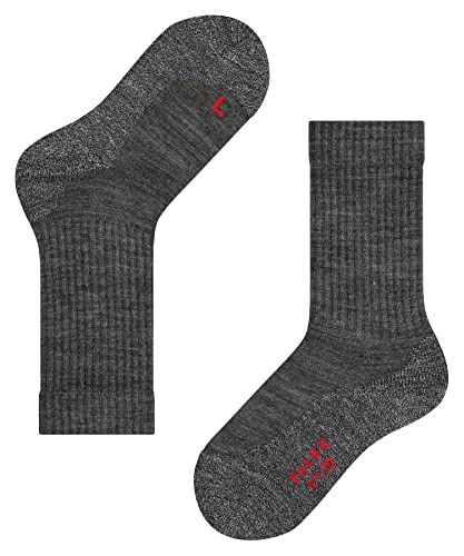 FALKE Unisex Kinder Socken Active Warm K So Wolle Funktionsmaterial dick atmungsaktiv einfarbig 1 Paar, Grau Asphalt Melange 3180, 27-30