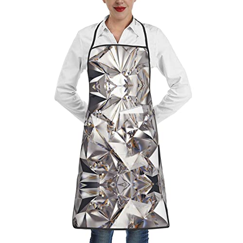 Celuce Glitter Abstract Diamond Crystal Pattern Printed Bib Apron Waterproof Oil Resistant Large Pocket For Men And Women Adult Cooking Painting Baking #TOP4