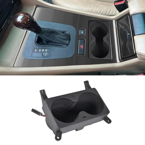 OICCTBF Center Console Cup Holder with Dual USB Charger for BMW E38 7-Series 740i 740iL 750iL 1995-2001 Accessories,Multifunctional Center Console Beverage Drink Insert Replace with OEM-Fit Connector