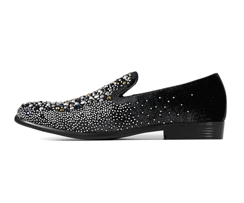 Image of Amali Men's Embellished Velvet Tuxedo Loafers, Smoking Slippers