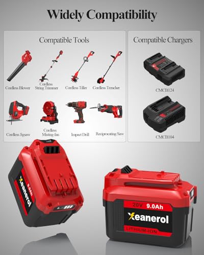 Image of Upgraded 9.0Ah Replacement for Craftsman 20V Battery Compatible with Craftsman V20 20 Volt Lithium-ion Battery CMCB202 CMCB202-2 CMCB201 CMCB204-2 CMCB204 CMCB205 Cordless Power Tools