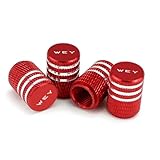 RUIZOGGUD 4 Stück Auto Ventilkappen Reifen, für Great Wall WEY Coffee 01 Mocca DHT-PHEV vv5 vv6 vv7 XEV Ventilkappen Staub Und wasserdichte Staubkappen korrosionsbeständig Zubehör,Red