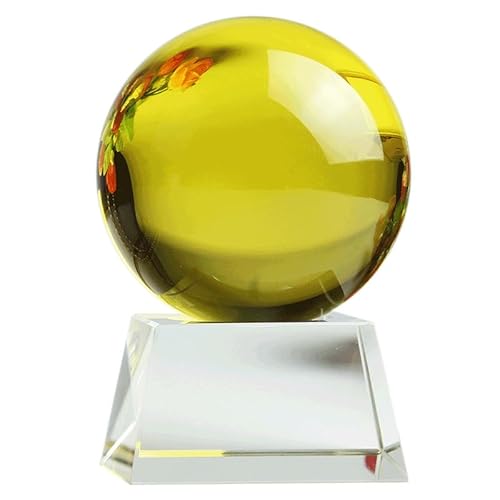 Zooeewly Natural Healing Yellow Crystal Ball – Transparent Sphere for Home Decor, Meditation & Divination,B,12CM