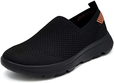 TIOSEBON Women's Casual Walking Shoes Breathable Mesh Slip on Yoga Sneakers All Black 7.5 US