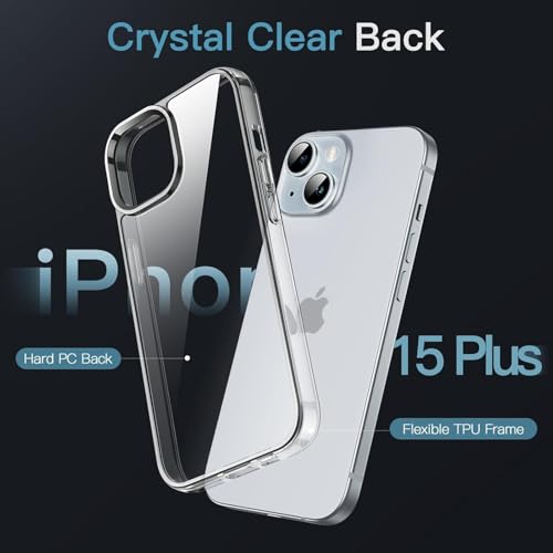Image of REALCASE Silicone iPhone 15 Plus Back Cover Case, Scratch Resistant Protective Crystal Clear Transparent Shock Proof Bumper Back Cover Case for iPhone 15 Plus