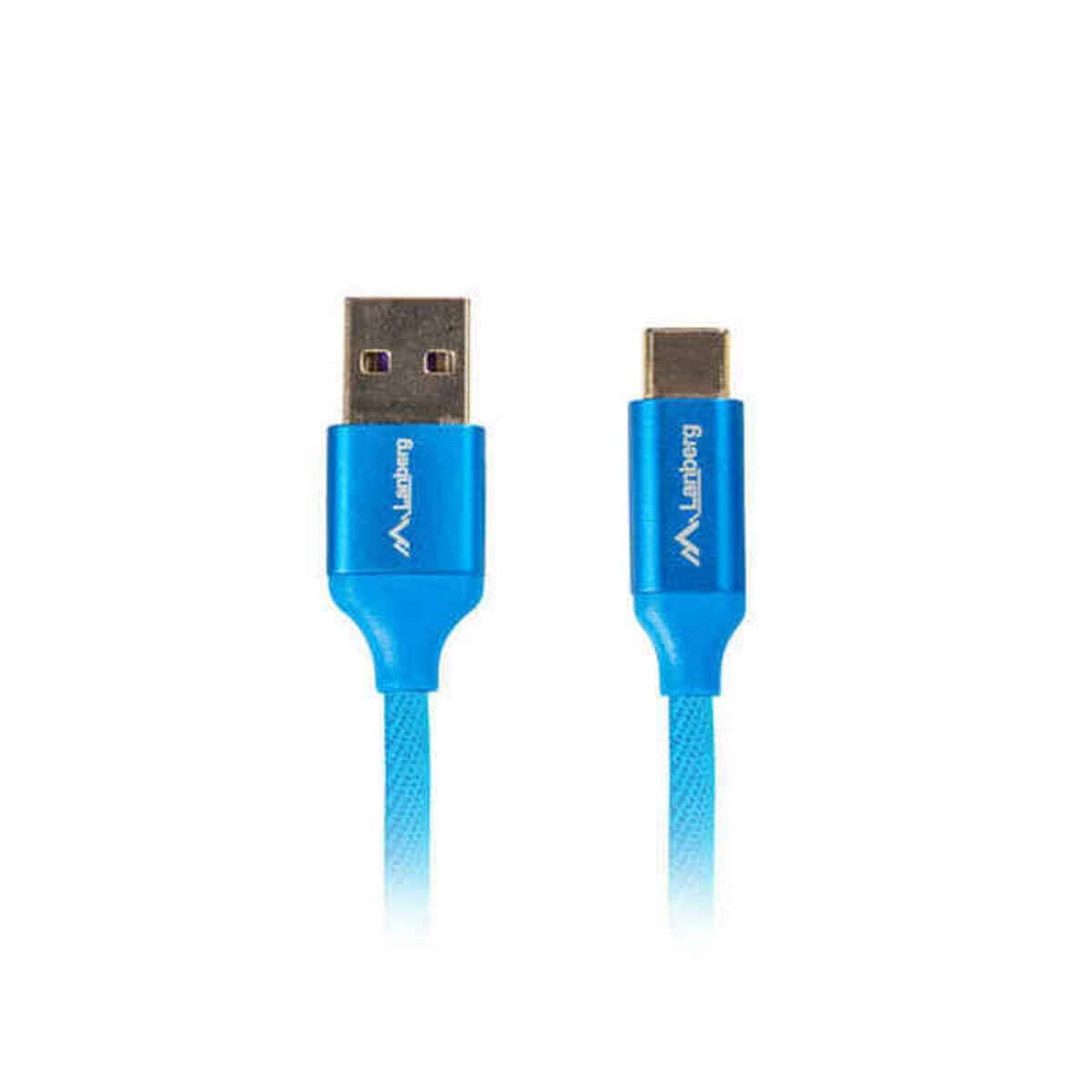 LANBERG USB 2.0 Male/USB C Male Quick Charge 3.0 1.8M Blue
