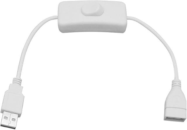 USB Cable Switch, Male to Female Cable ON OFF Switch Toggle, USB Extension Inline Rocker Switch for Travel Recorder, LED Desk Lamp, USB Fan, Black LED Strip(White)