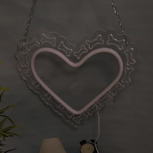 Image of Skeleton Heart Neon Sign for Halloween Party Decor,Halloween Neon Sign Dimmable LED Neon Light Sign for Playroom Light Man Cave Game Room Bar Halloween Gifts