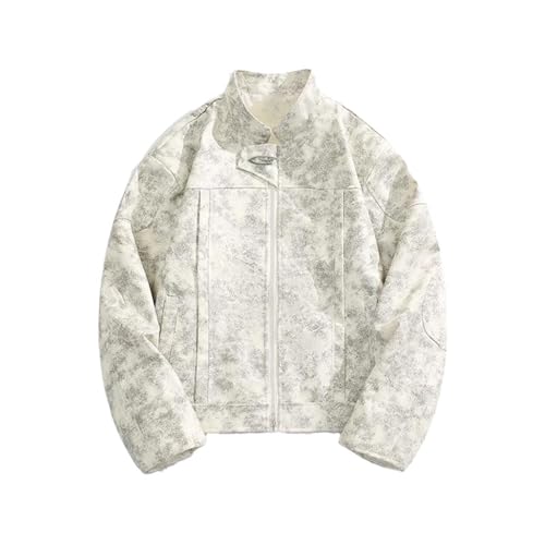 Veste en cuir haut de printemps pour homme veste courte col montant zippée chic
