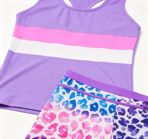 Image of Akokvlar Girls Two Piece Bathing Suit Swimsuit Tankini Swimwear with Boyshort