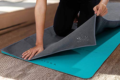 image for Heathyoga Non-Slip Hot Yoga Towel, Stickyfiber Yoga Mat Towel with Sil