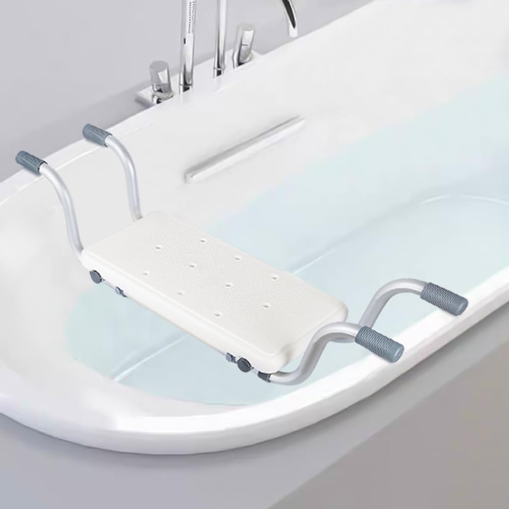 Supfine Wiszące siedzisko do wanny z regulacją długości 73-83 cm - krzesło do wanny Alu. HDPE siedzisko wanny do wanny o długości 58,5-67 cm