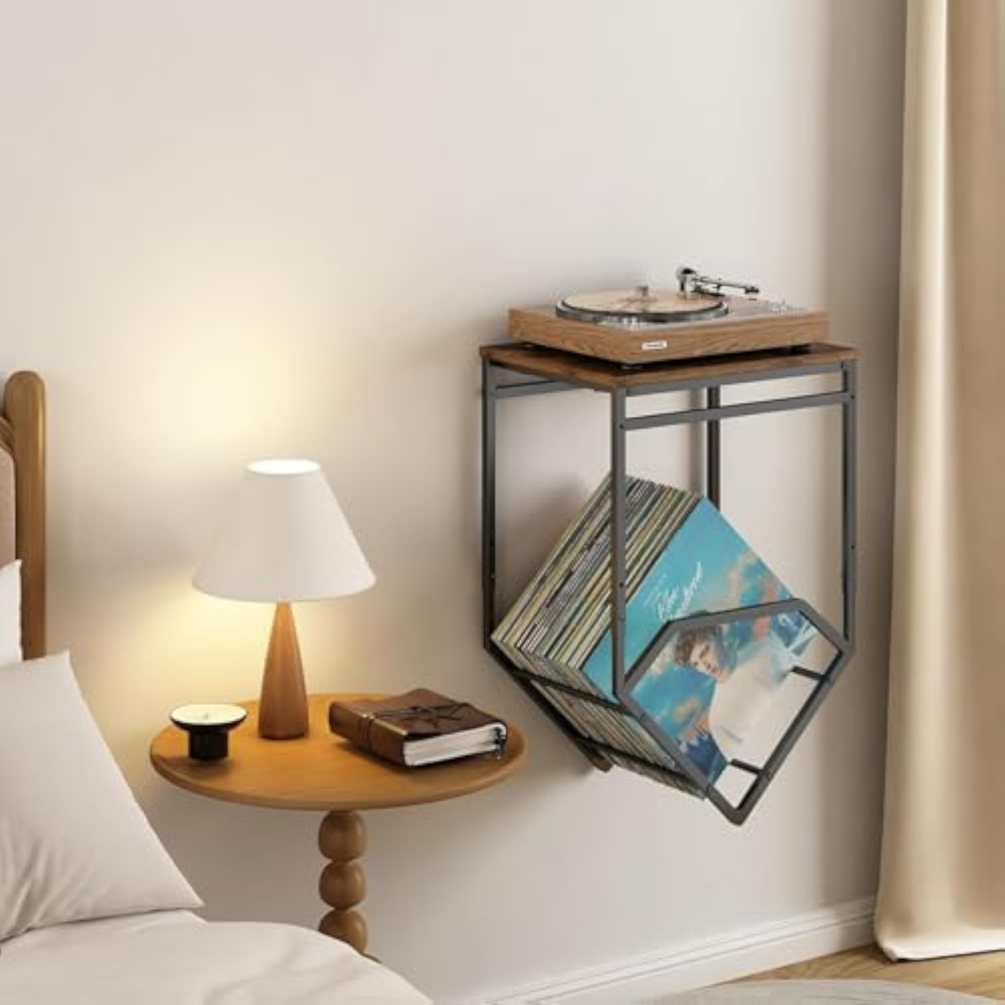 58124 Wall Mounted Record Player Stand, Vinyl Holder
