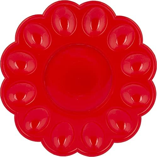 Easter Deviled Egg Plate - Eggs Serving Tray - Large Plastic Boiled Egg Platter - Disposable Eggs Server - 9.44"
