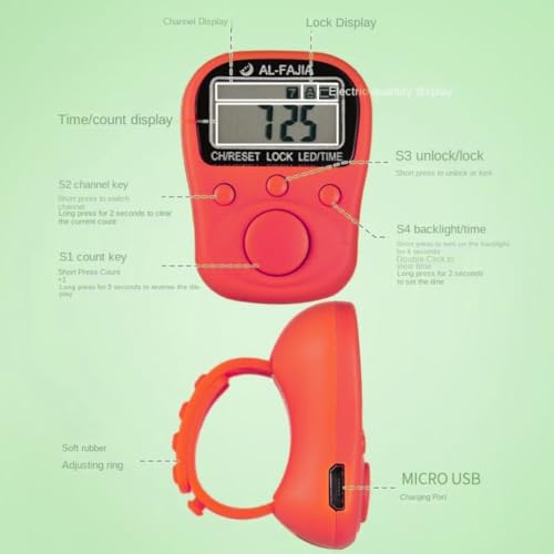 Image of 70 Lakh Naam Japa Counter |Comes with 70 Lakh Naam Japa Feature, Led Light, Date & Time Feature in It for Chanting & Meditation (Red)