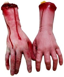 Halloween Fake Human Arm Hands Bloody Dead Body Parts Haunted House Halloween Decorations, 2-Pieces (Left and Right)