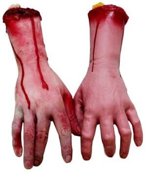 Halloween Fake Human Arm Hands Bloody Dead Body Parts Haunted House Halloween Decorations, 2-Pieces (Left and Right)