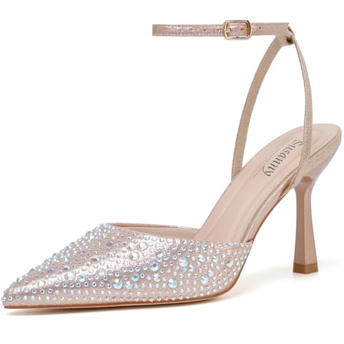 Image of Susanny Heels for Women Stiletto Closed Pointed Toe Backless Dress Shoes High Heels Sexy Kitten Pumps Wedding Guest Party Dance Prom Dressy Comfort Shoes