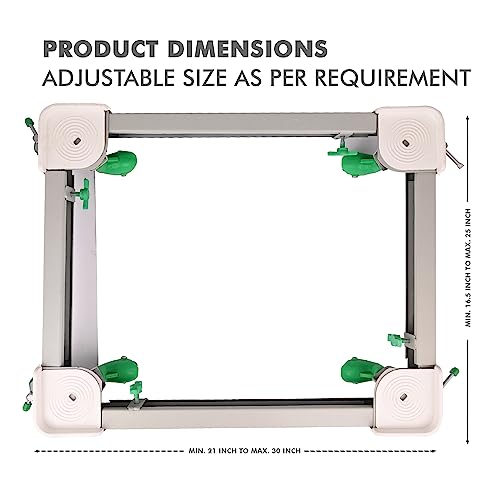 Image of Zureni Sumo 4 Square Wheels Trolley with Flat Edges Washing Machine Stand with Adjustable Stoppers Heavy Duty Steel Rods for Refrigerator Dishwasher - Grey