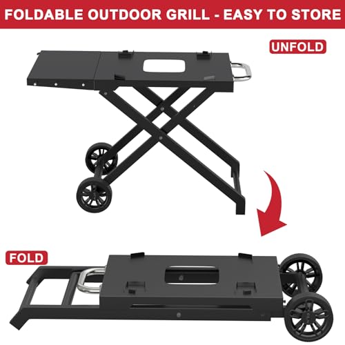 Grill Stand for Ninja Woodfire Outdoor OG700 OG800 Series, Portable Folding Grill Table Cart for Ninja Woodfire OG701 OG850 OG951 and OO101 Pizza Oven with Ninja Side Table by GLOWYE - Image 7